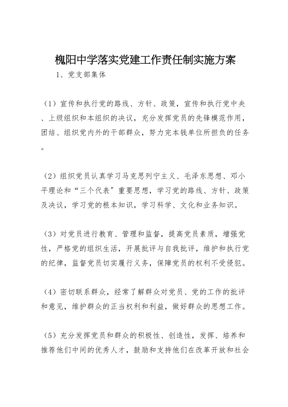 2023年槐阳中学落实党建工作责任制实施方案.doc_第1页