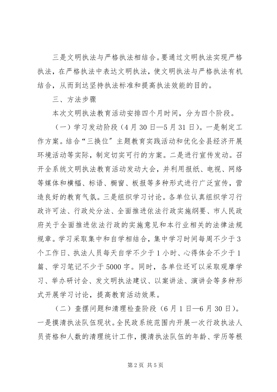 2023年全县民政系统开展文明执法教育活动实施方案.docx_第2页