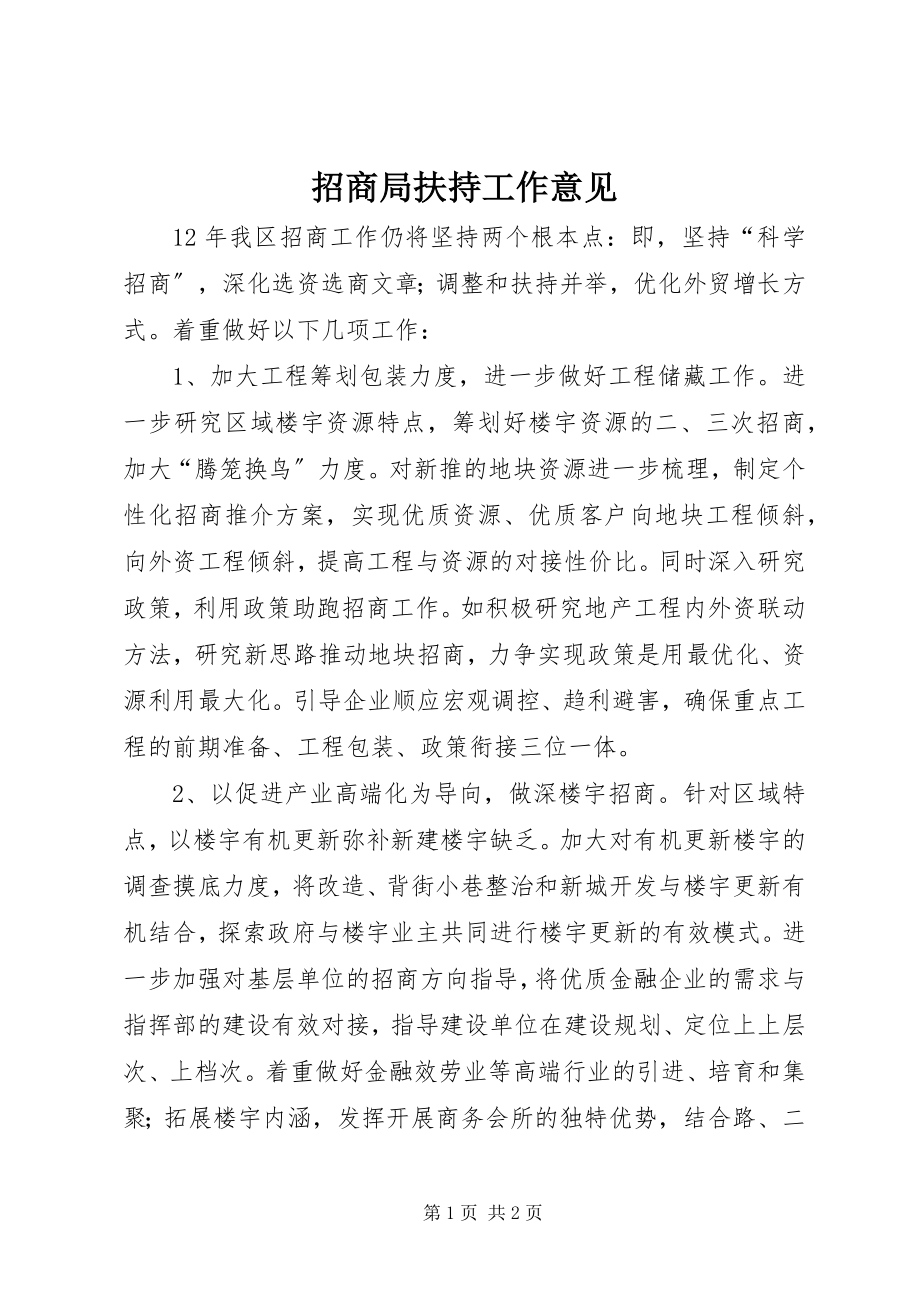 2023年招商局扶持工作意见.docx_第1页