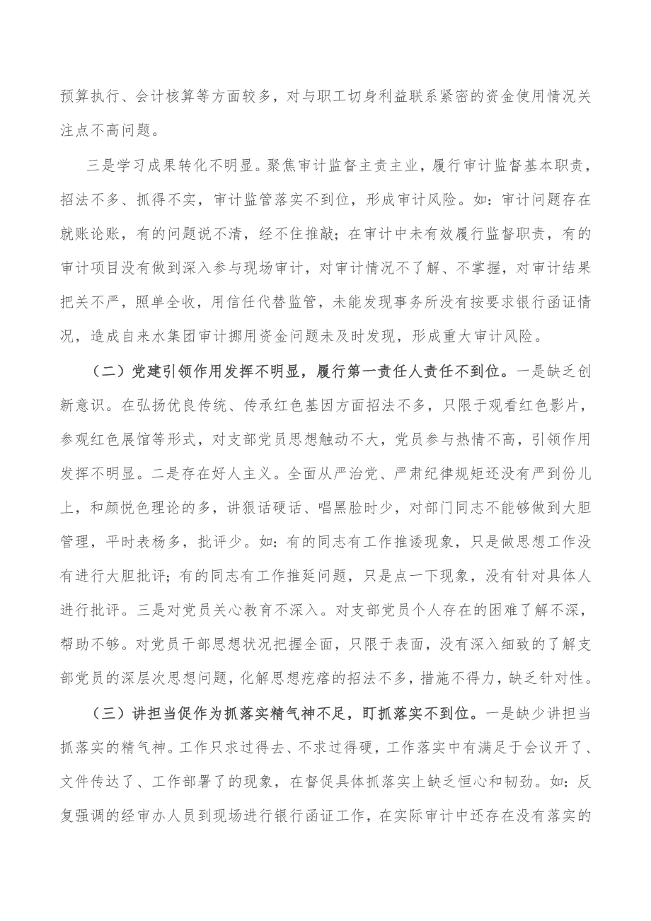 审计干部2021年度组织生活会四个方面个人对照检查发言材料.docx_第2页