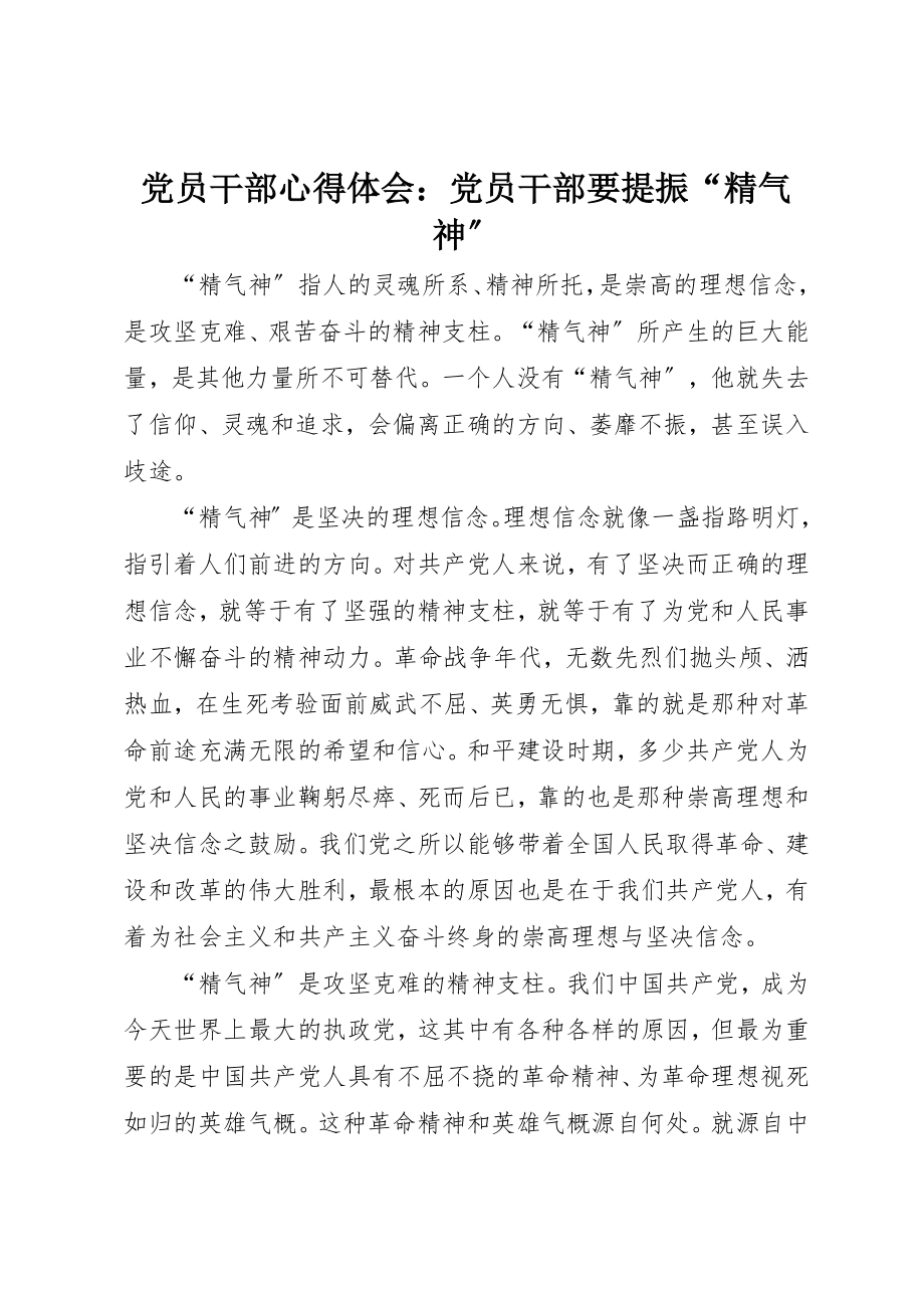 2023年党员干部心得体会党员干部要提振“精气神”.docx_第1页