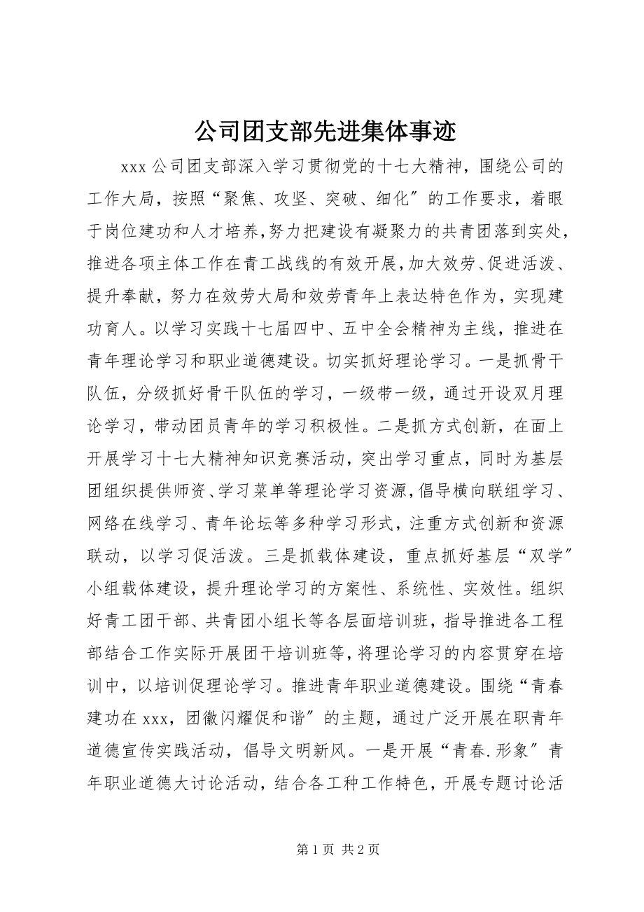 2023年公司团支部先进集体事迹.docx_第1页