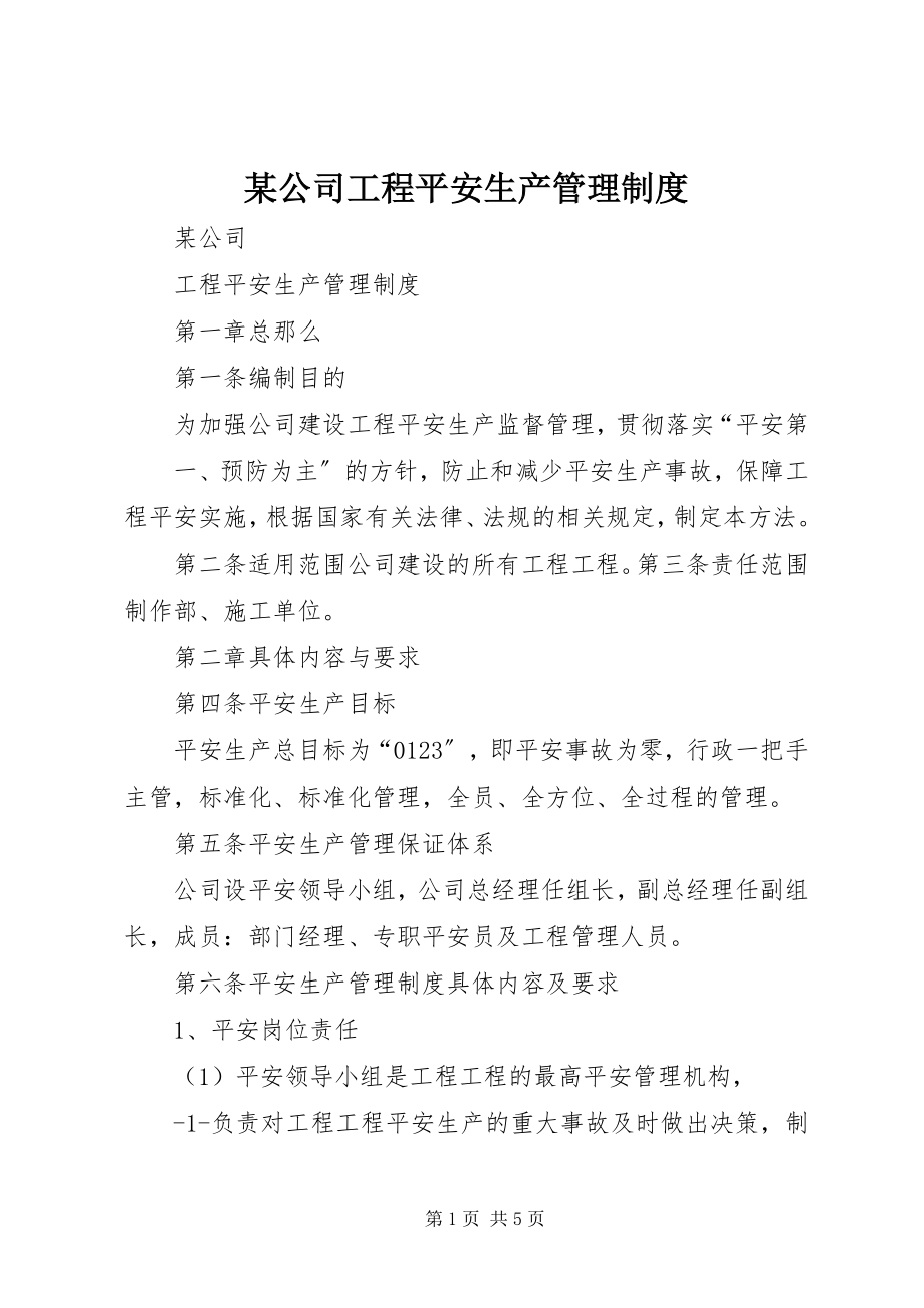 2023年某公司工程安全生产管理制度.docx_第1页