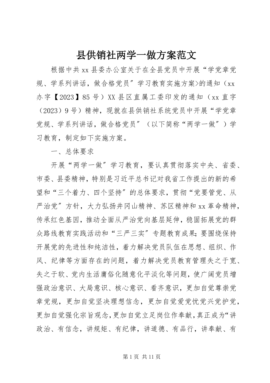 2023年县供销社两学一做方案.docx_第1页