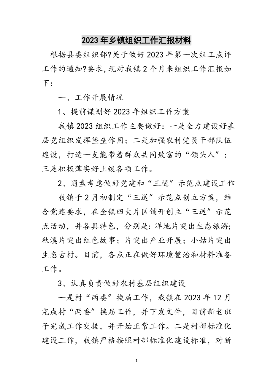 2023年年乡镇组织工作汇报材料范文.doc_第1页