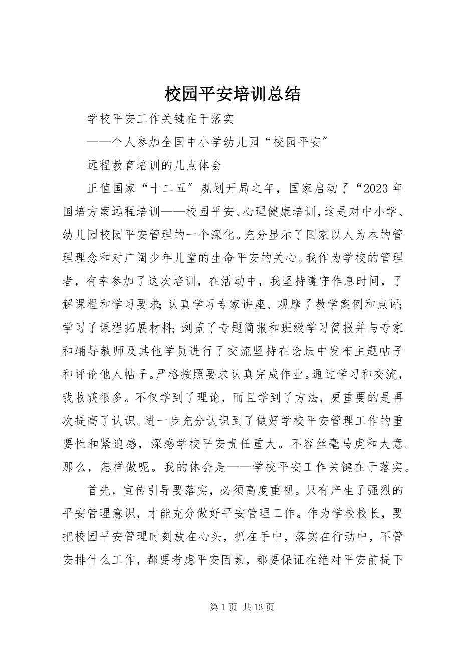 2023年校园安全培训总结.docx_第1页