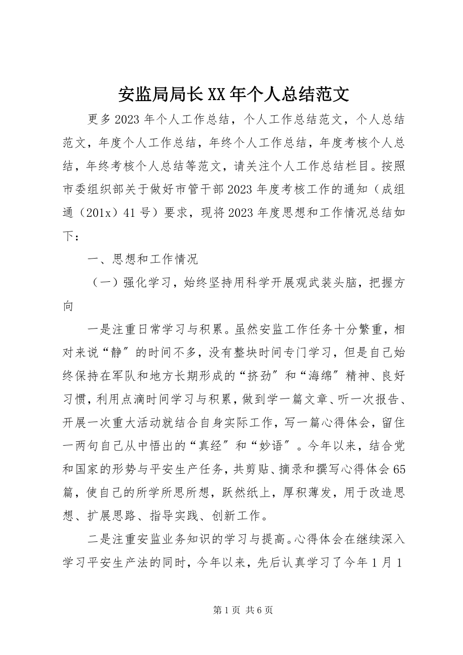 2023年安监局局长个人总结2新编.docx_第1页