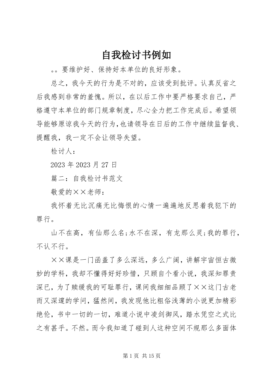 2023年自我检讨书示例.docx_第1页