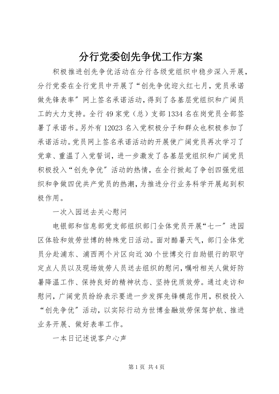 2023年分行党委创先争优工作计划.docx_第1页