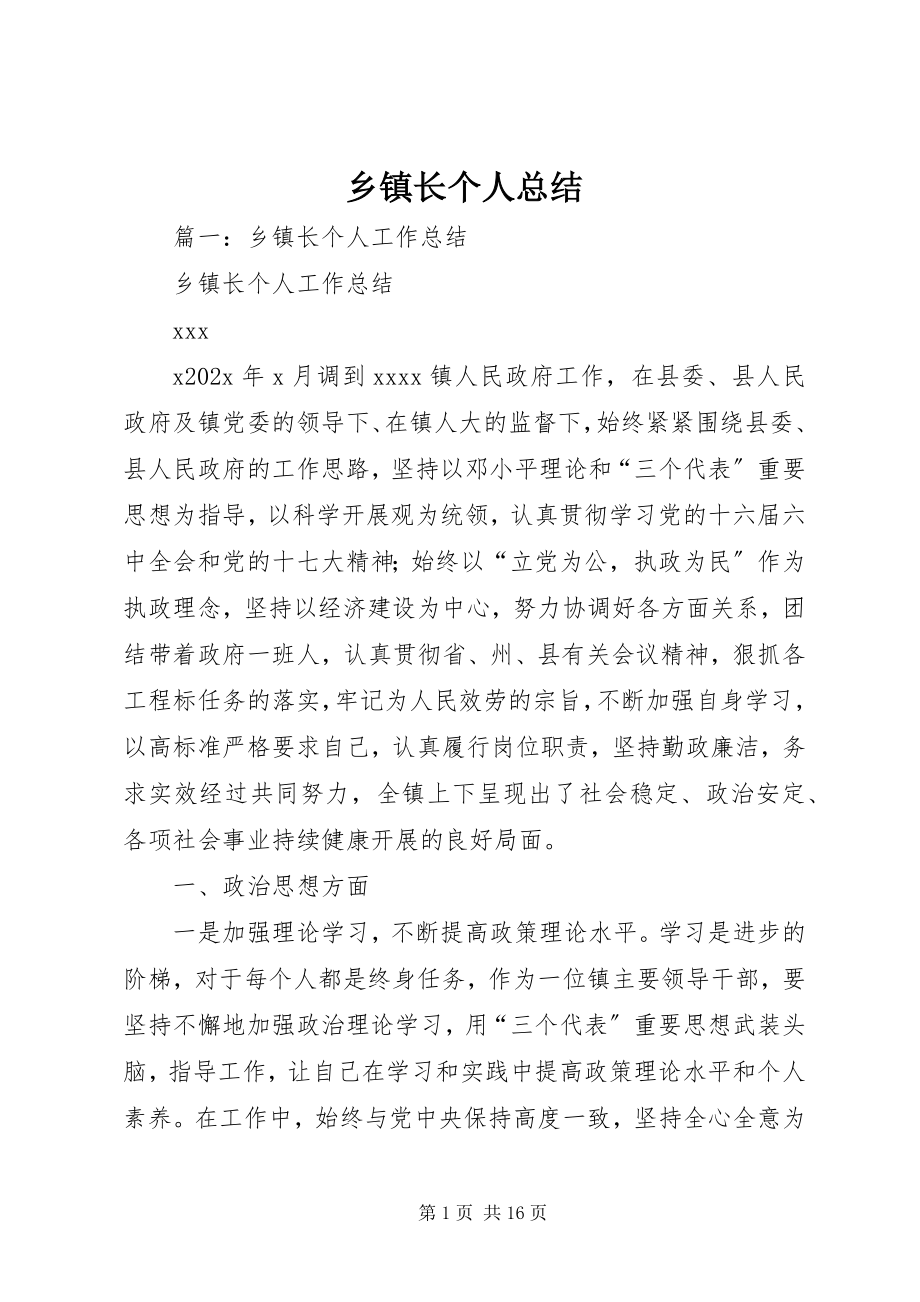 2023年乡镇长个人总结.docx_第1页