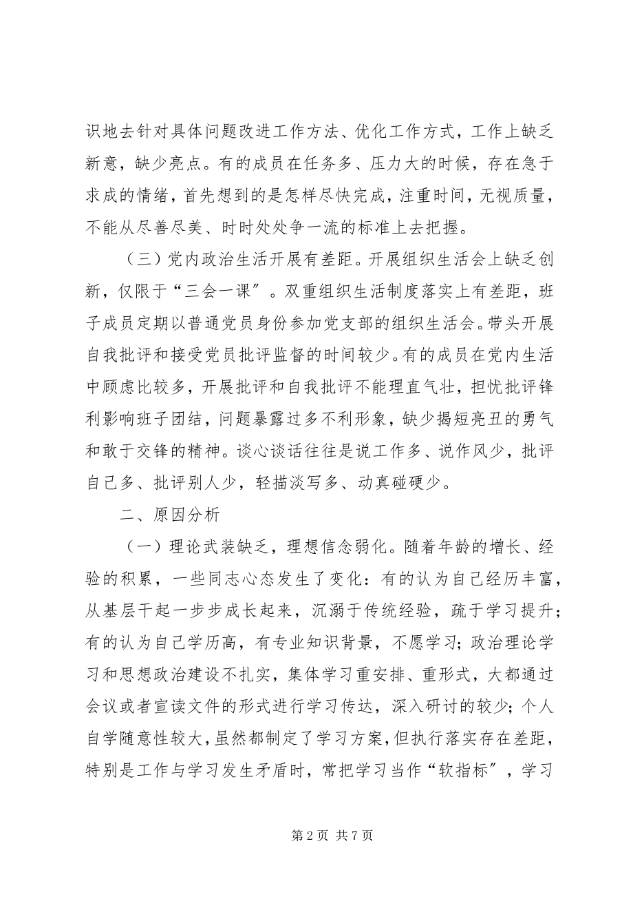 2023年体育运动中心党支部班子组织生活会对照检查材料.docx_第2页