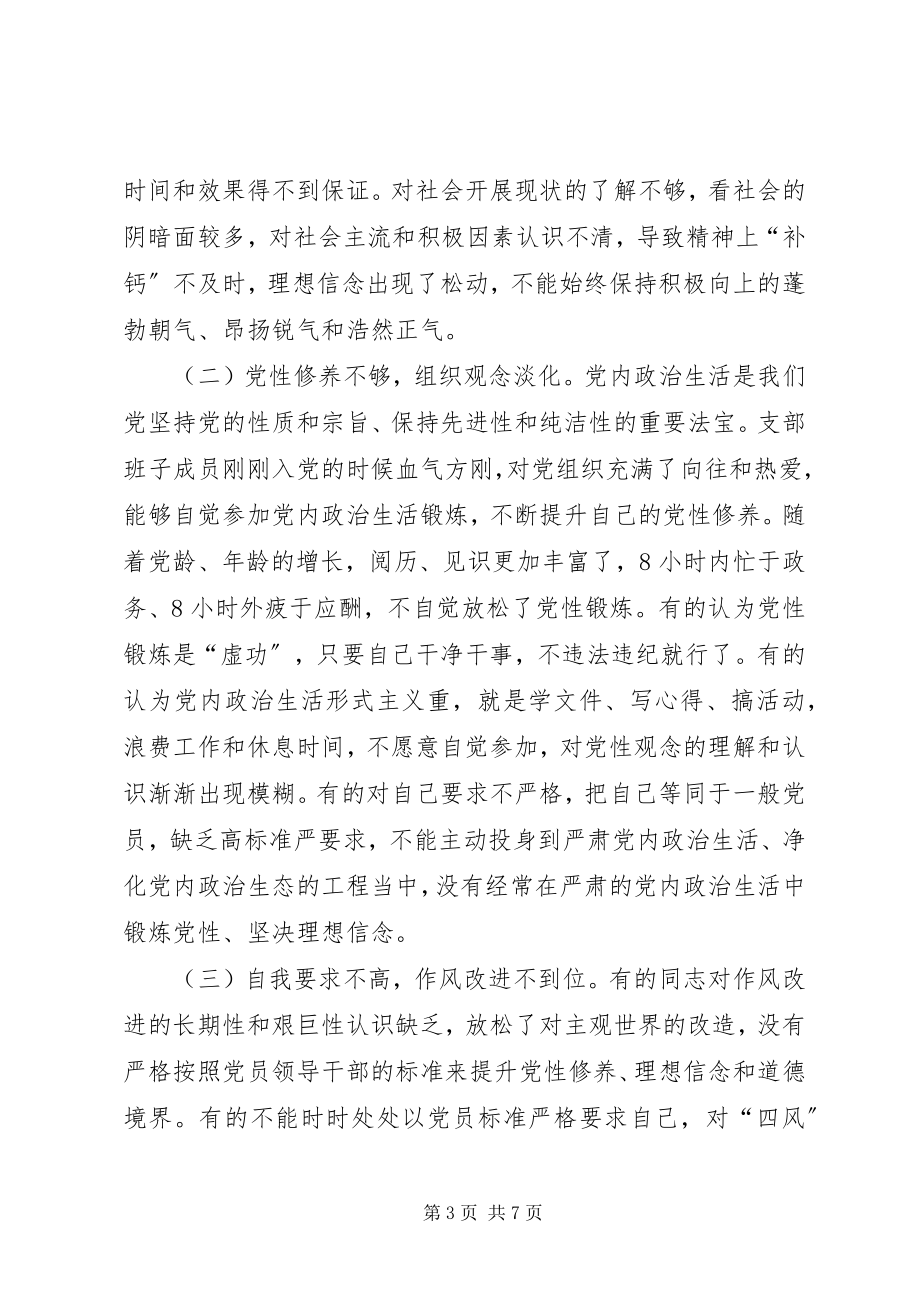 2023年体育运动中心党支部班子组织生活会对照检查材料.docx_第3页