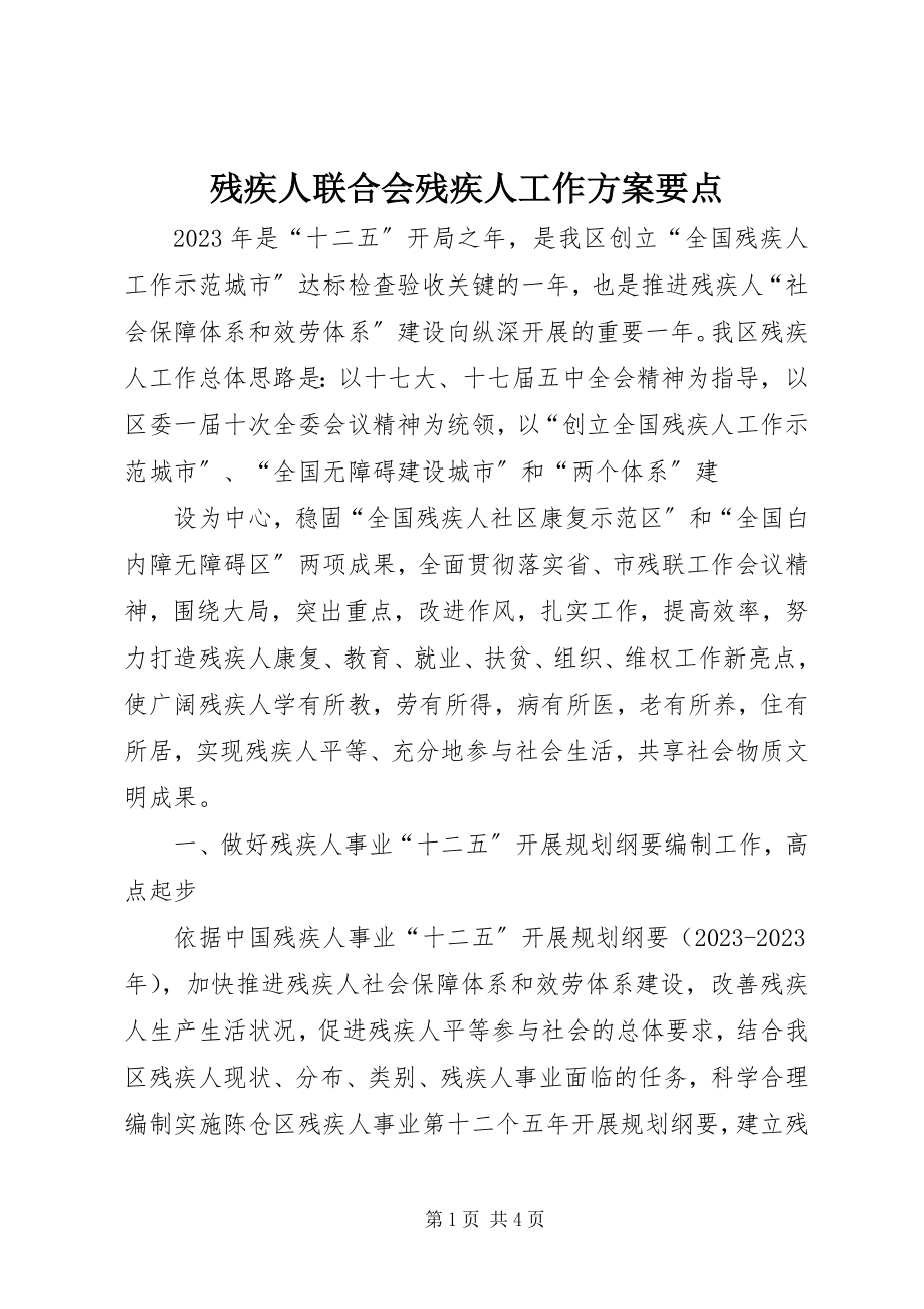 2023年残疾人联合会残疾人工作计划要点新编.docx_第1页