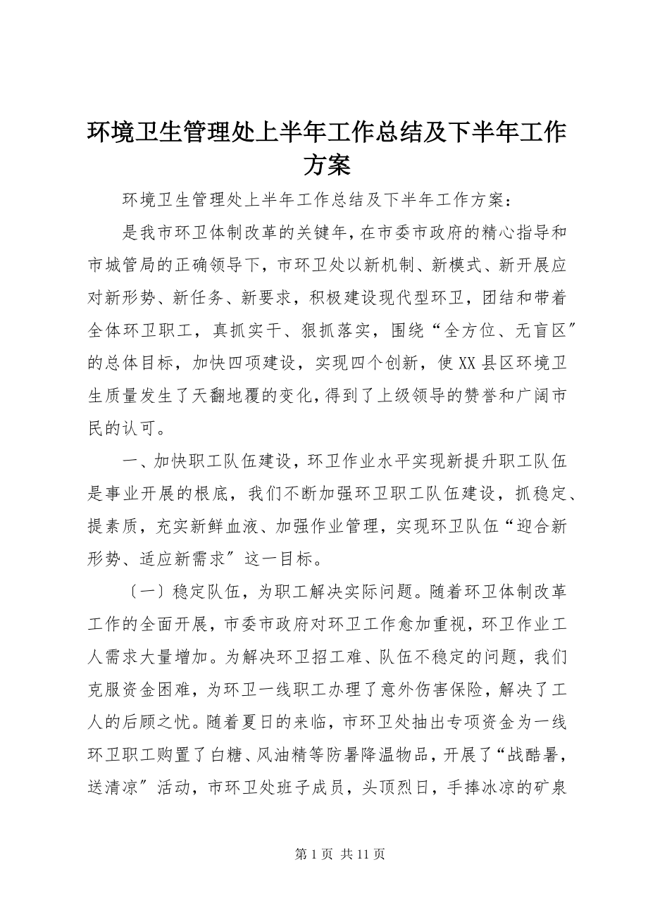 2023年环境卫生管理处上半年工作总结及下半工作计划.docx_第1页