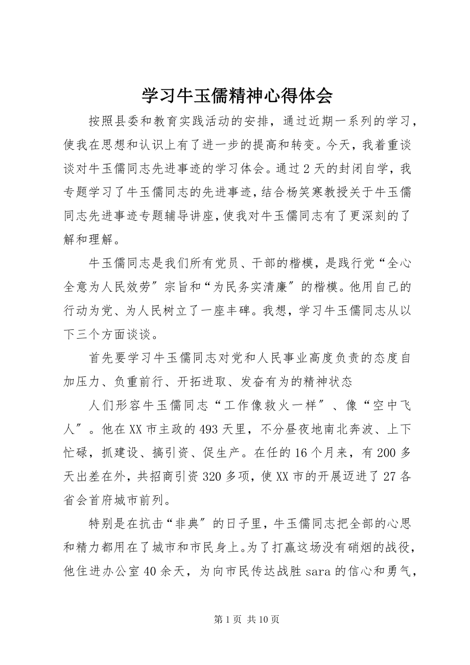 2023年学习牛玉儒精神心得体会.docx_第1页