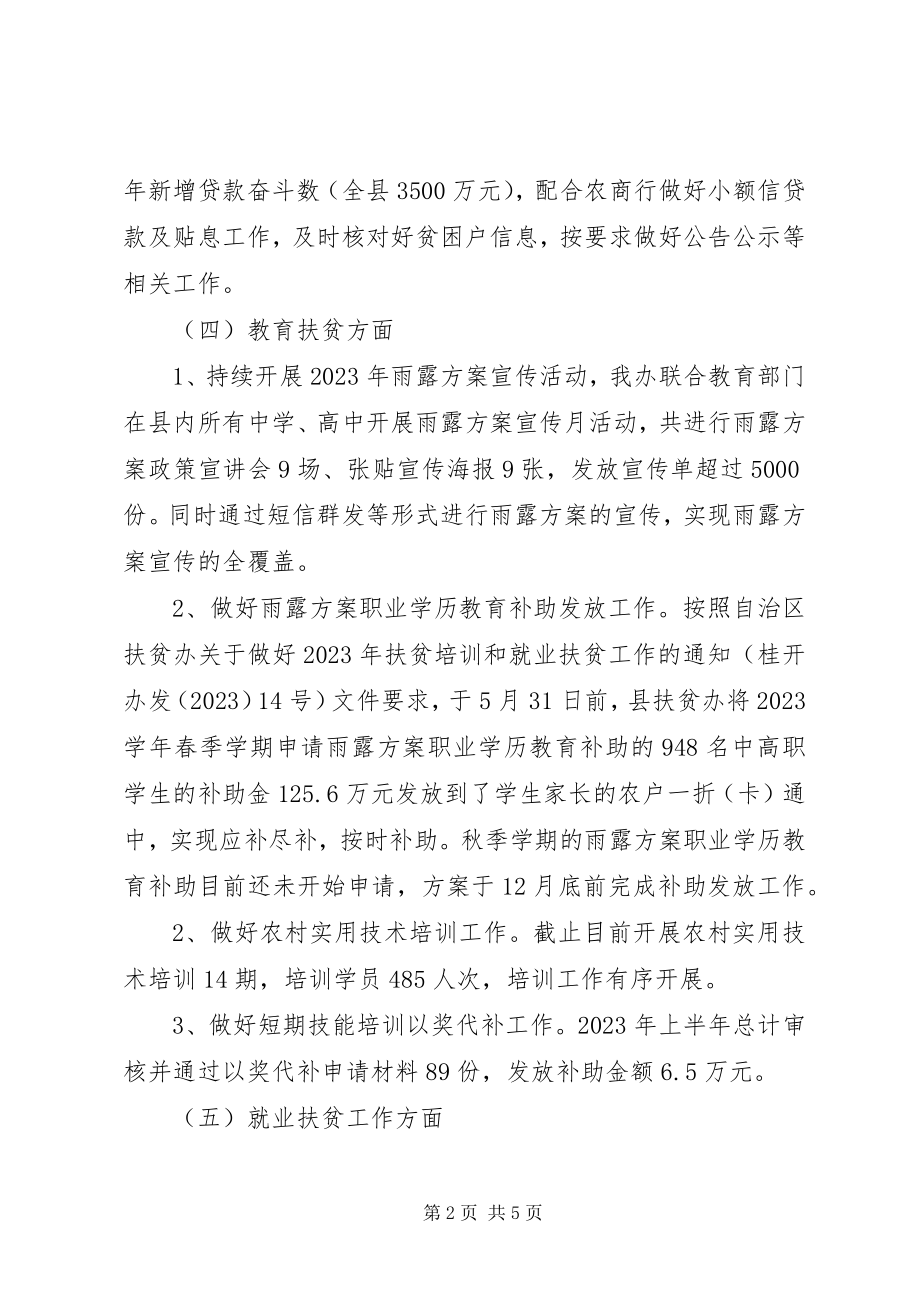 2023年扶贫办某年上半年工作总结和下步工作计划.docx_第2页