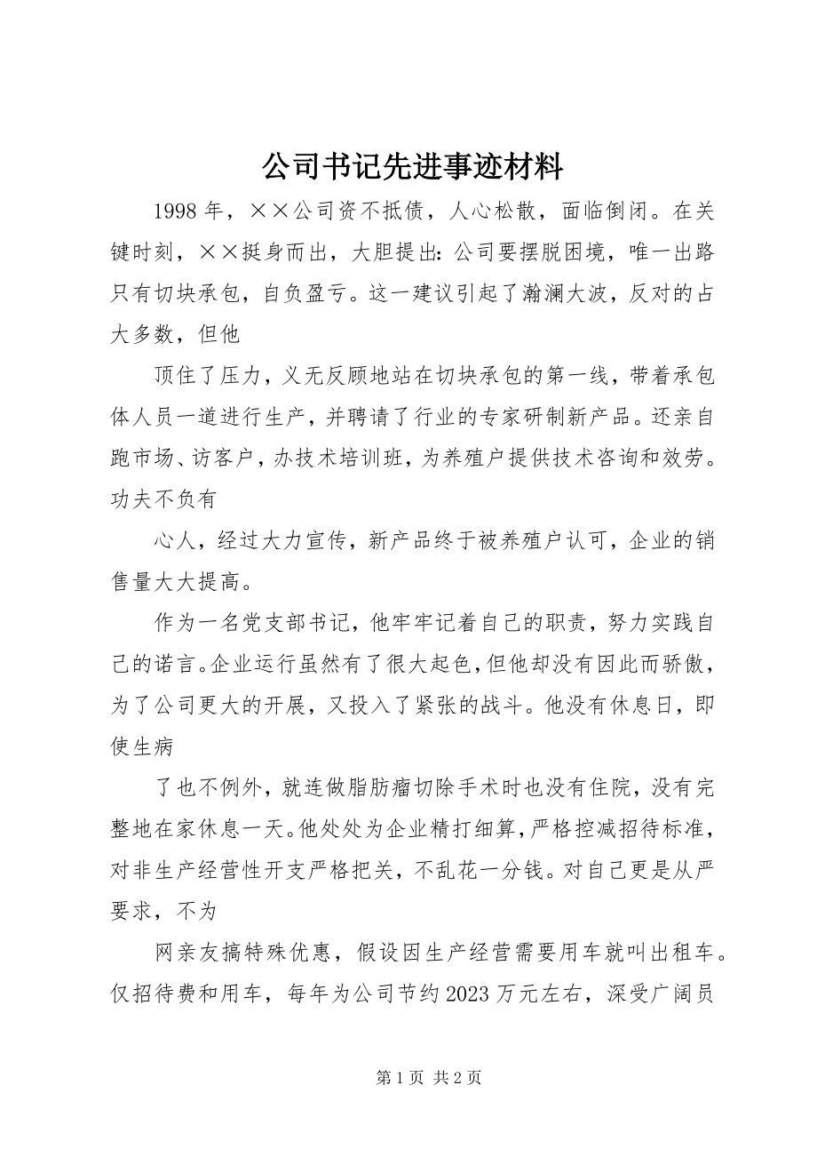 2023年公司书记先进事迹材料.docx_第1页