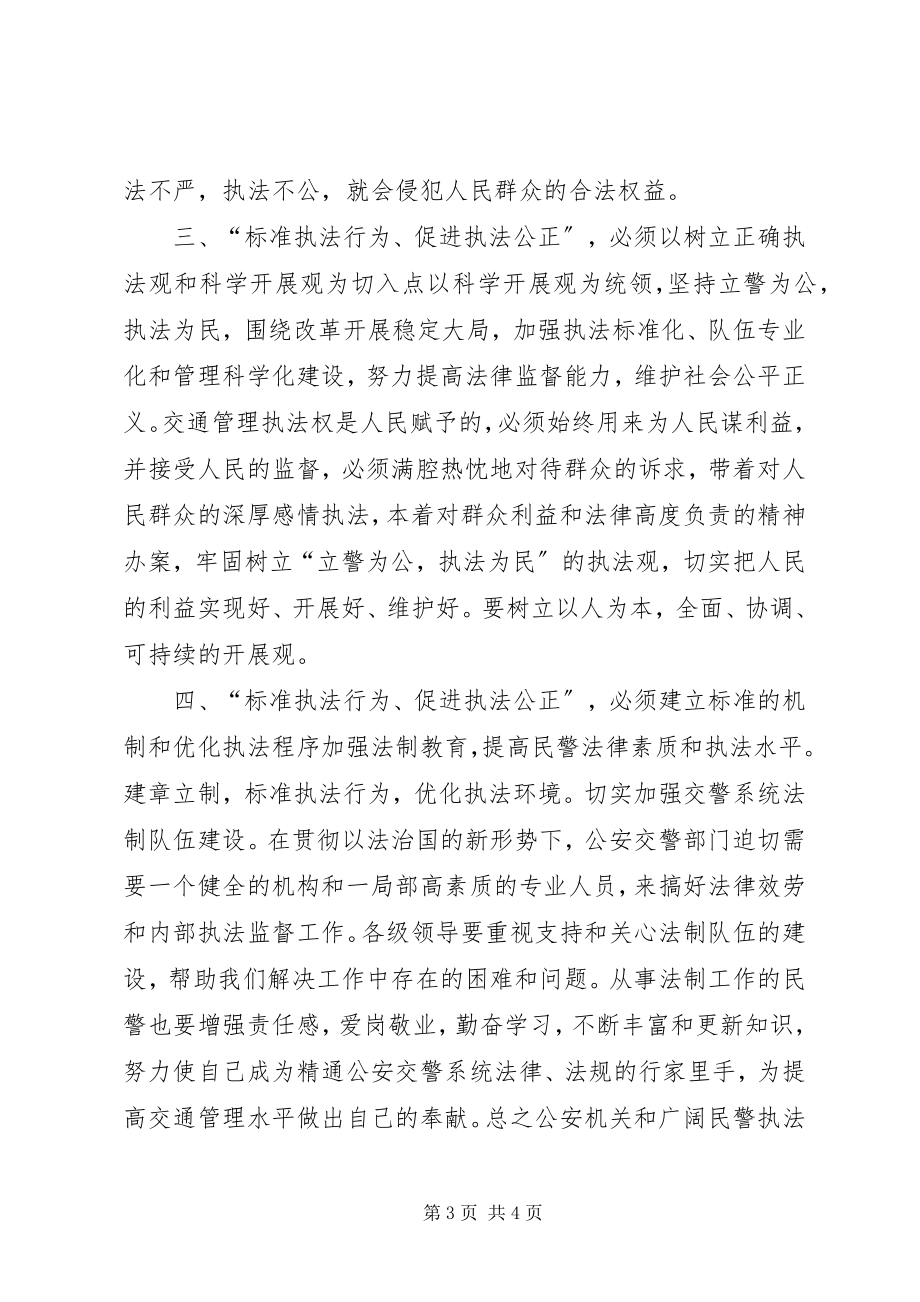 2023年“规范执法行为促进执法公正”心得体会交警版一新编.docx_第3页