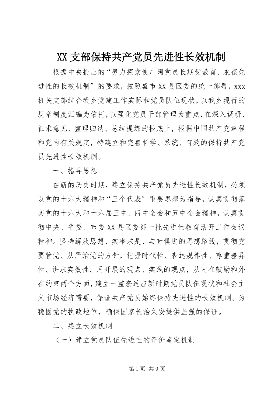 2023年XX支部保持共产党员先进性长效机制新编.docx_第1页