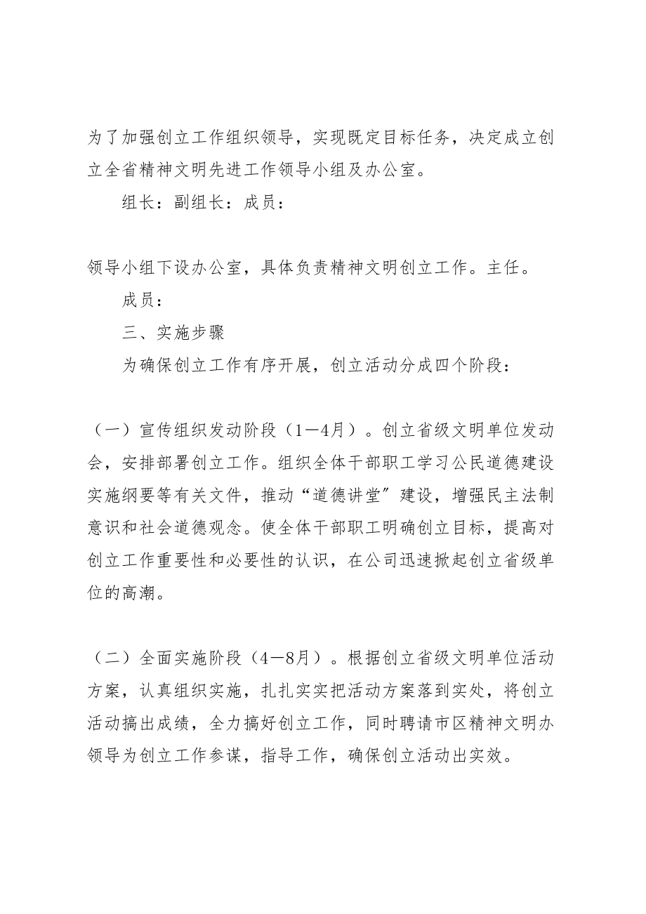 2023年关于公司创建省级精神文明单位建设实施方案.doc_第2页