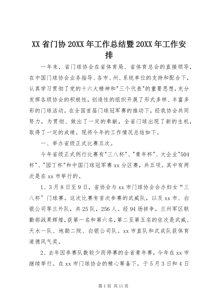 2023年XX省门协工作总结暨工作安排.docx_第1页