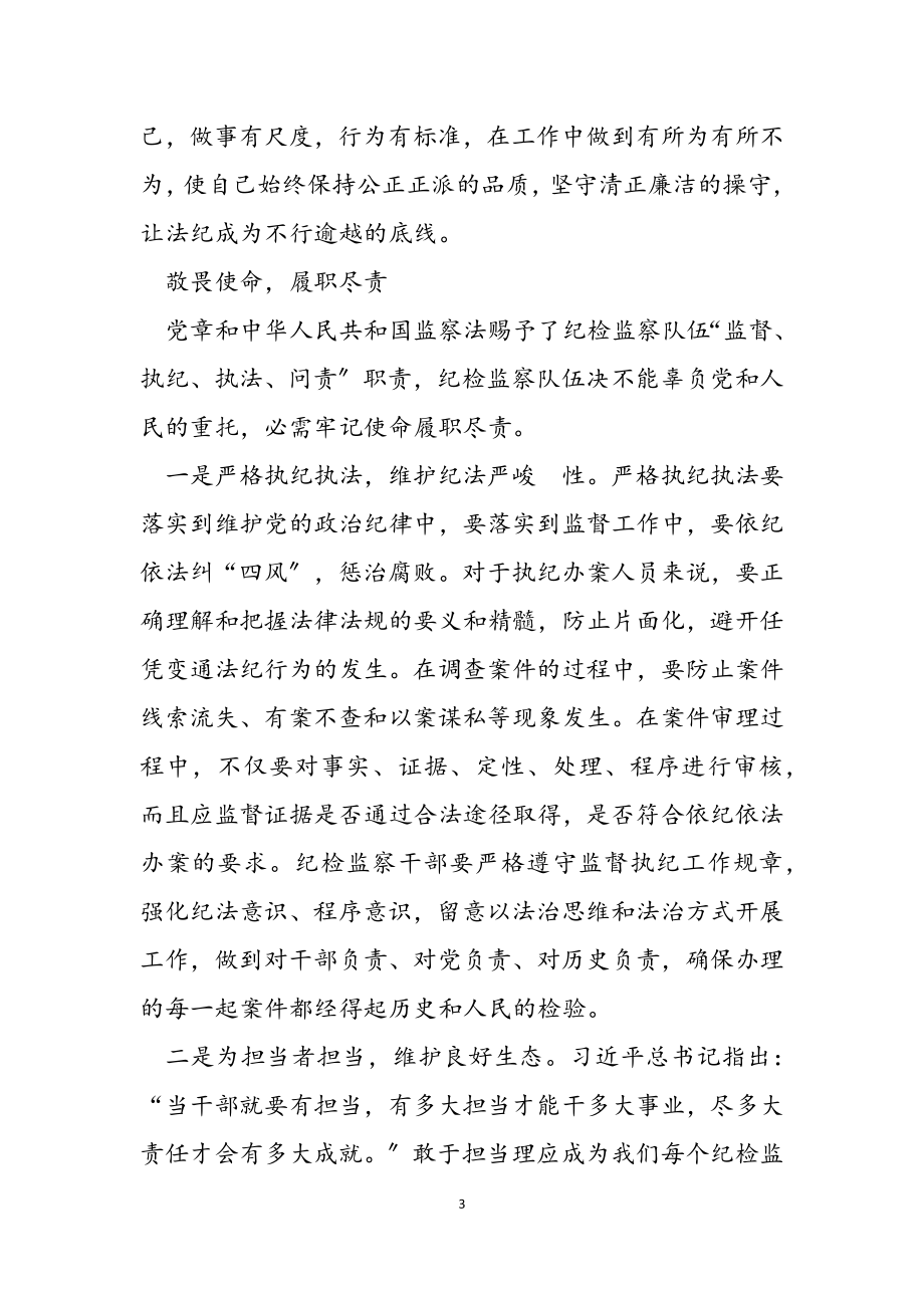 2023年派驻组长工作汇报：纪检监察铁军三敬畏.doc_第3页