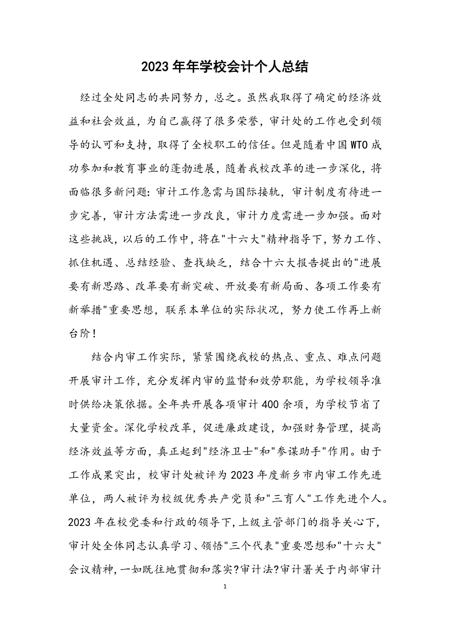 2023年学校会计个人总结.docx_第1页