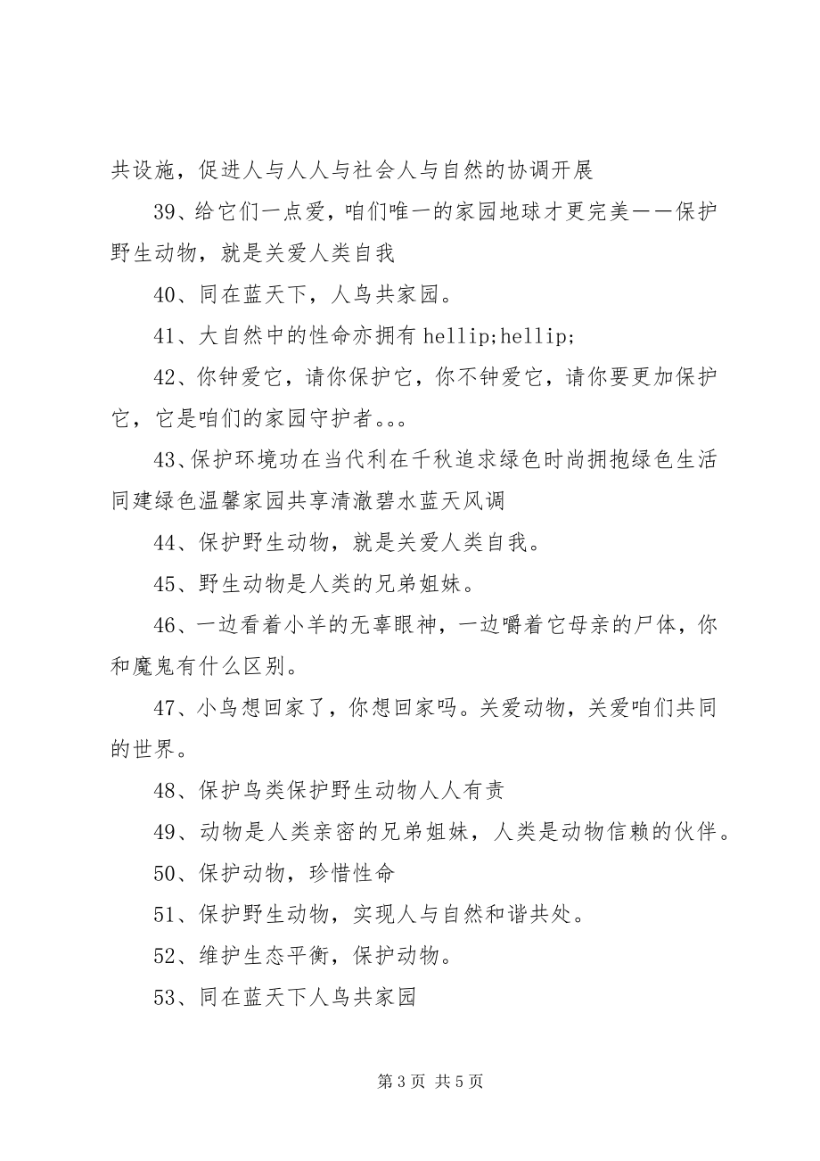 2023年保护动物的公益环保宣传语新编.docx_第3页