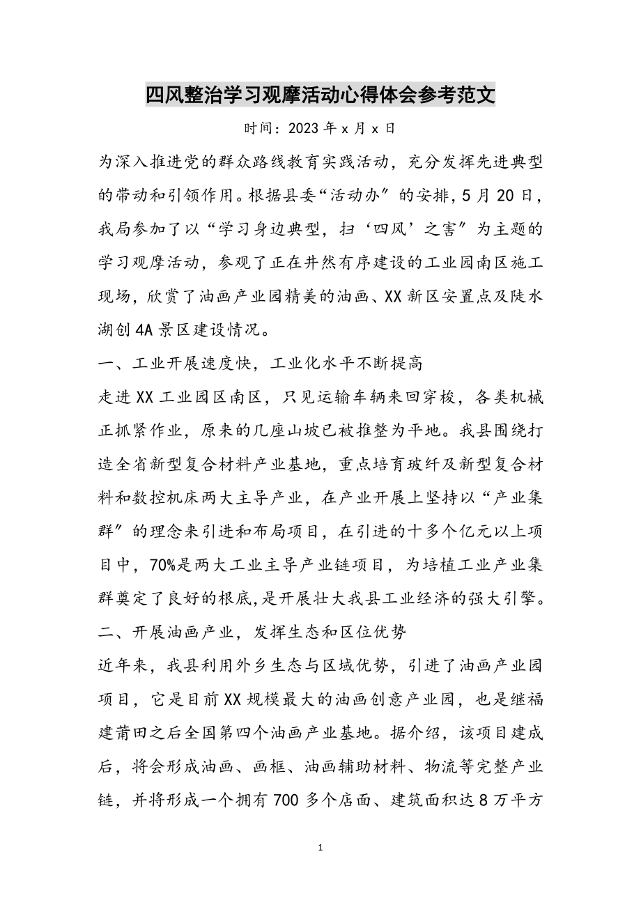 2023年四风整治学习观摩活动心得体会参考范文.doc_第1页