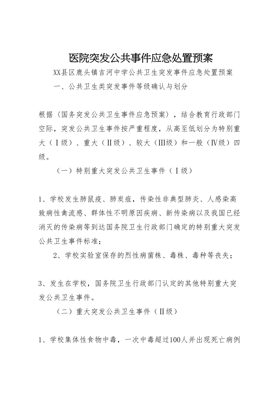 2023年医院突发公共事件应急处置预案 2.doc_第1页