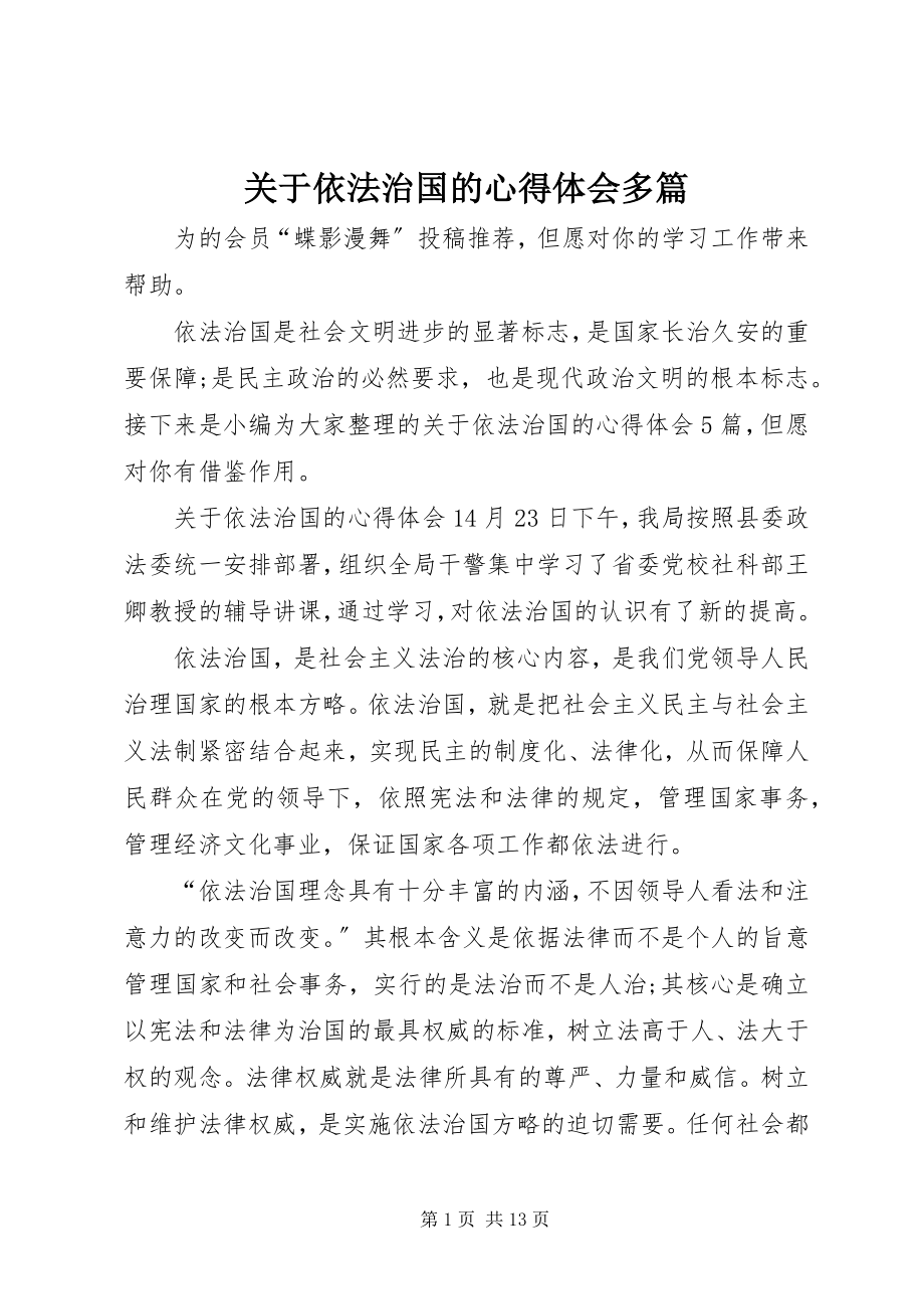 2023年依法治国的心得体会多篇.docx_第1页