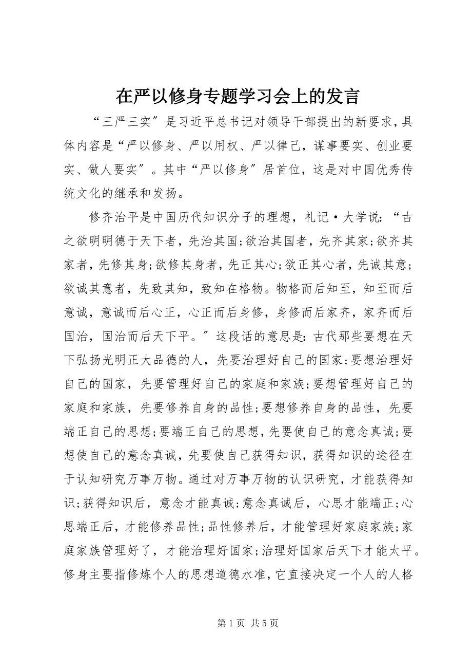 2023年在严以修身专题学习会上的讲话.docx_第1页