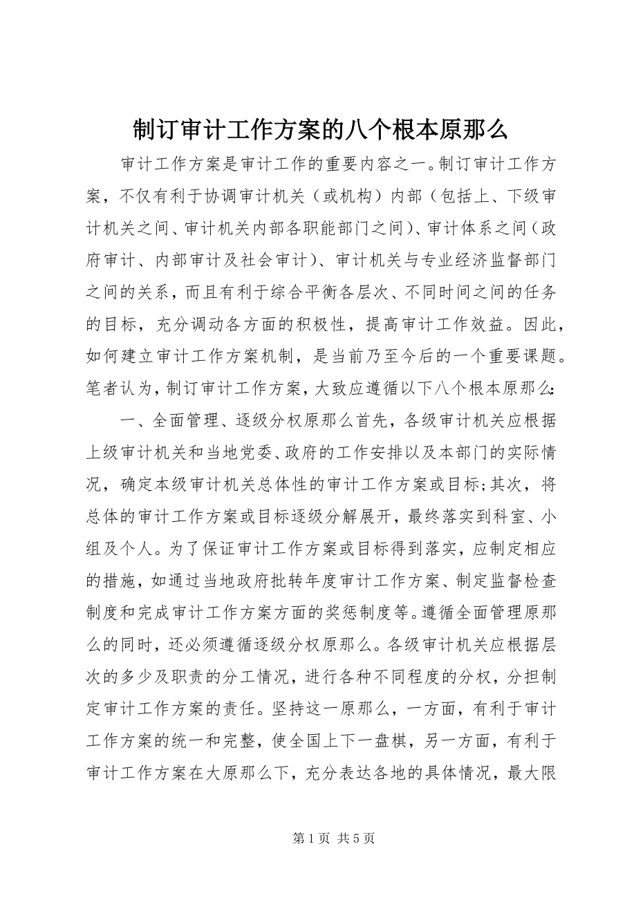 2023年制订审计工作计划的八个基本原则.docx_第1页