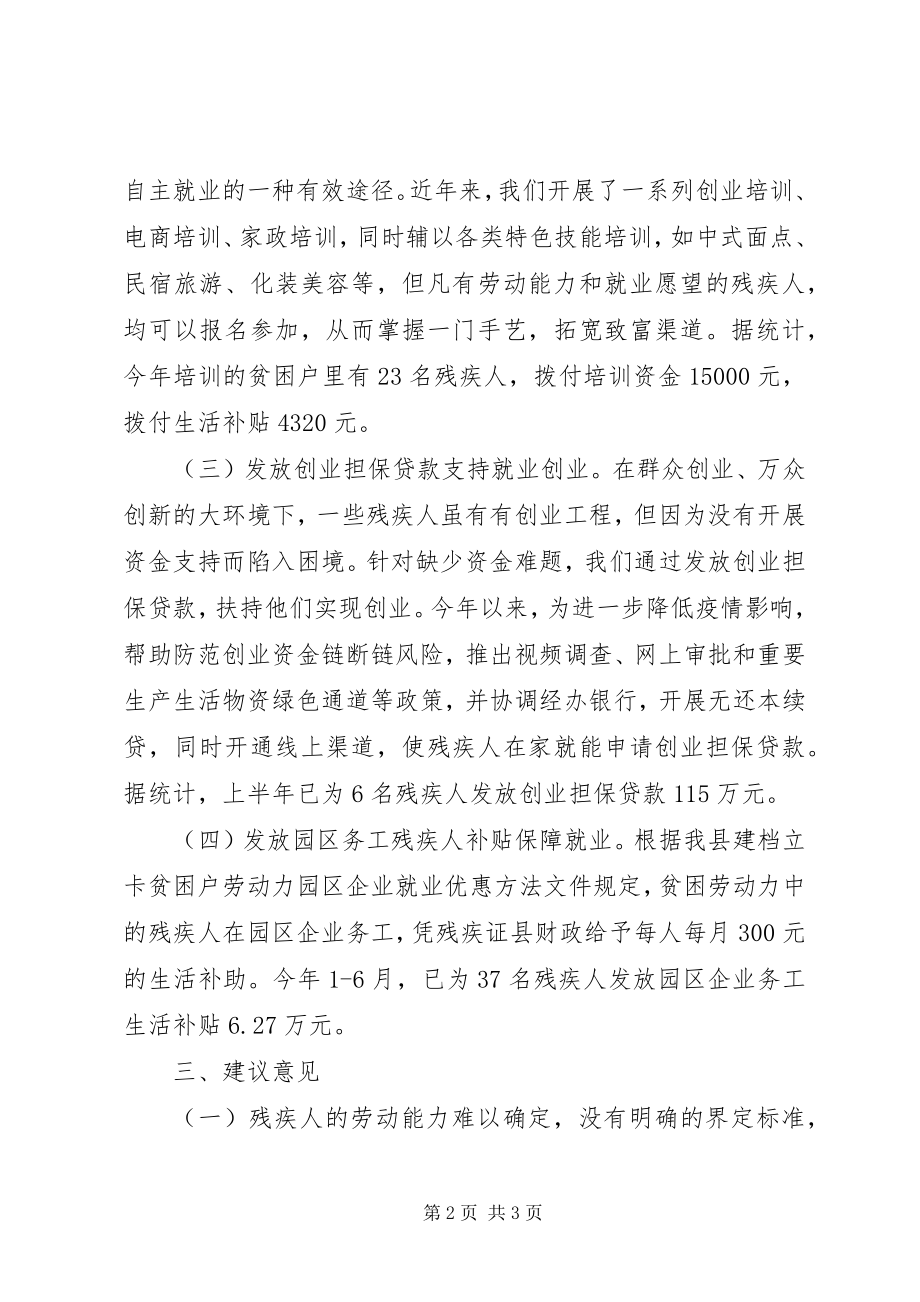 2023年全县残疾人劳动就业工作情况汇报.docx_第2页