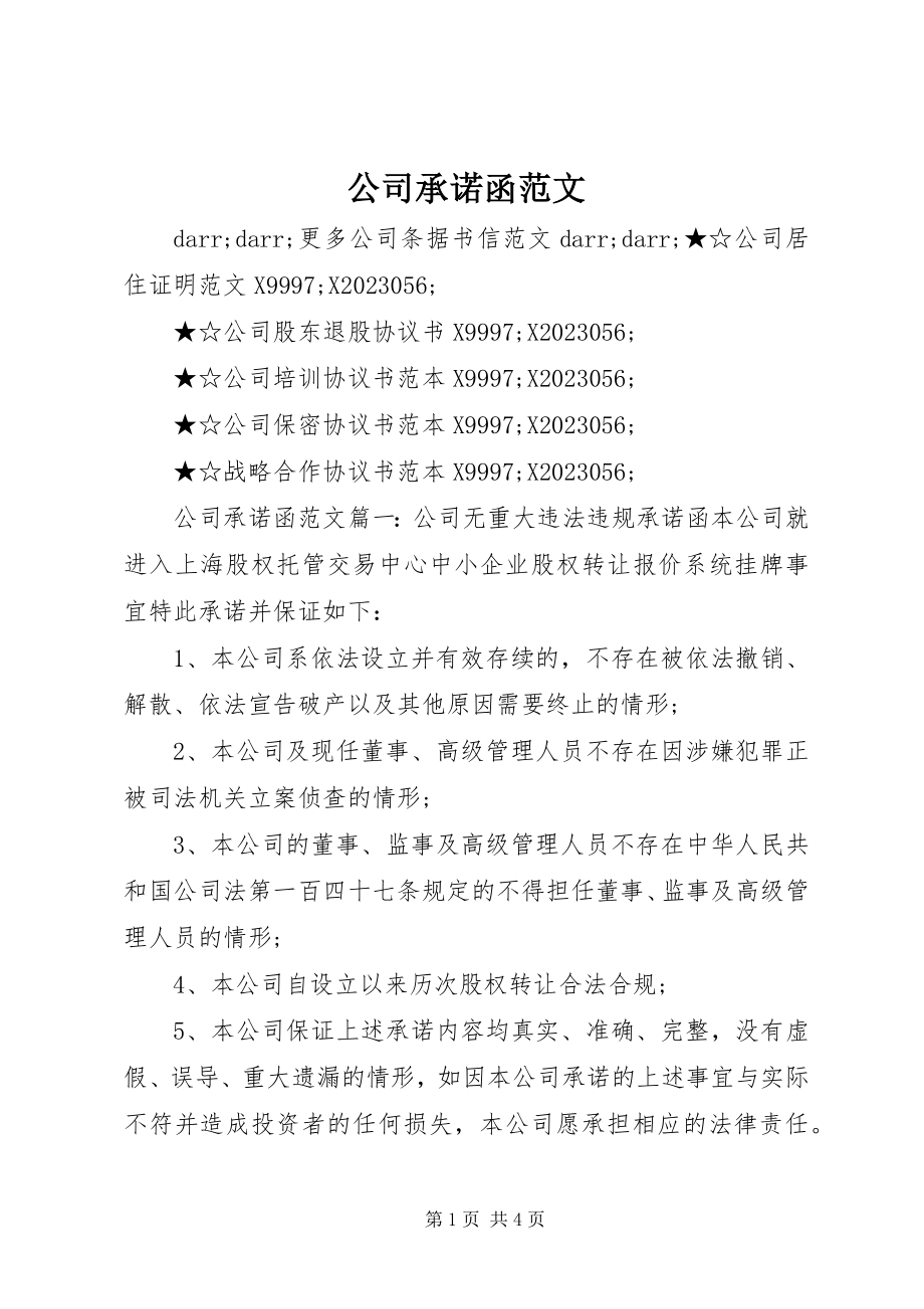 2023年公司承诺函.docx_第1页