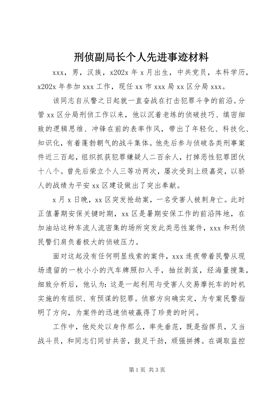 2023年刑侦副局长个人先进事迹材料.docx_第1页