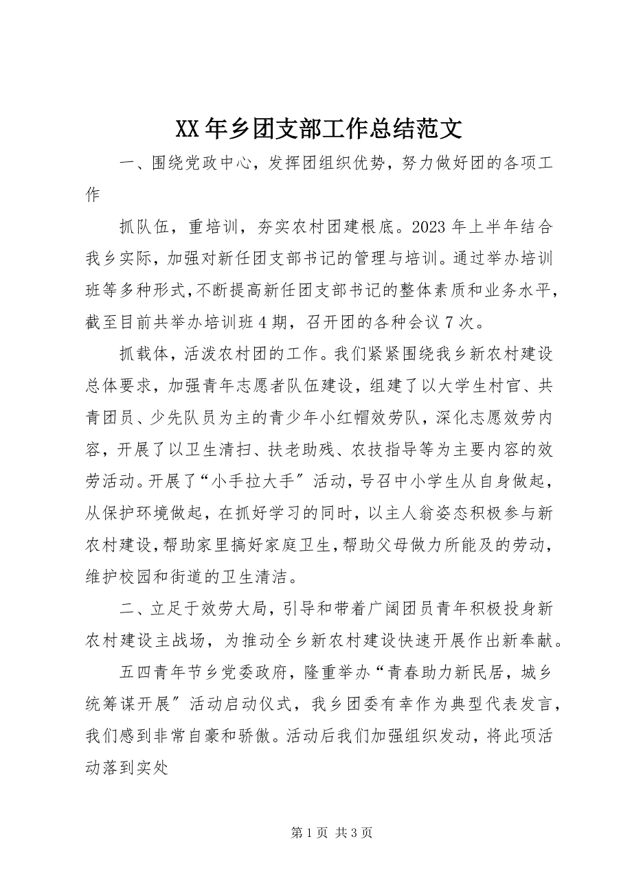 2023年乡团支部工作总结.docx_第1页