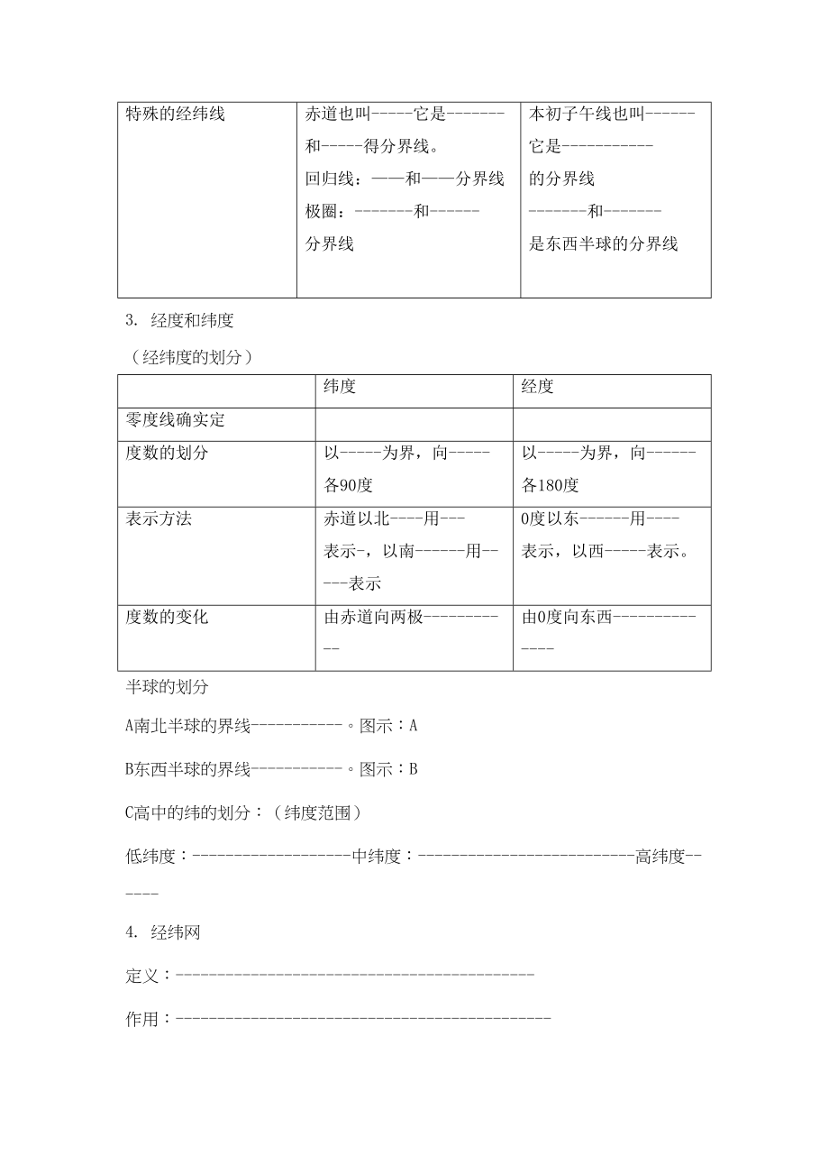 2023年七级地理上册第一单元地球复习学案无答案商务星球版.docx_第2页