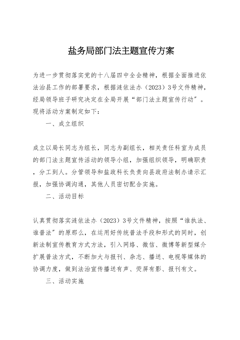 2023年盐务局部门法主题宣传方案.doc_第1页