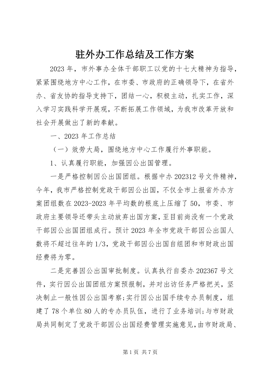 2023年驻外办工作总结及工作计划.docx_第1页