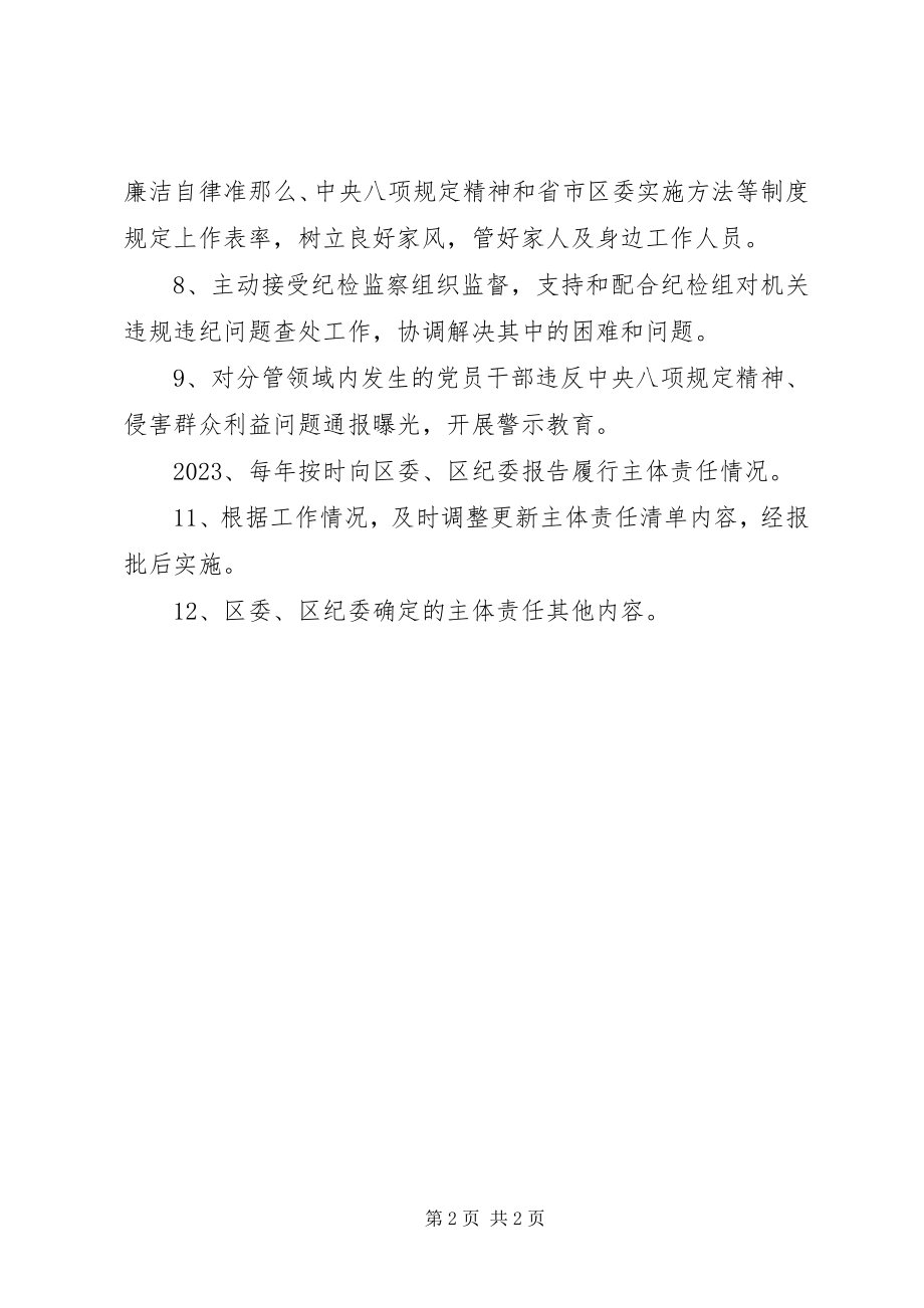 2023年区人大常委会党组副书记全面从严治党主体责任清单.docx_第2页