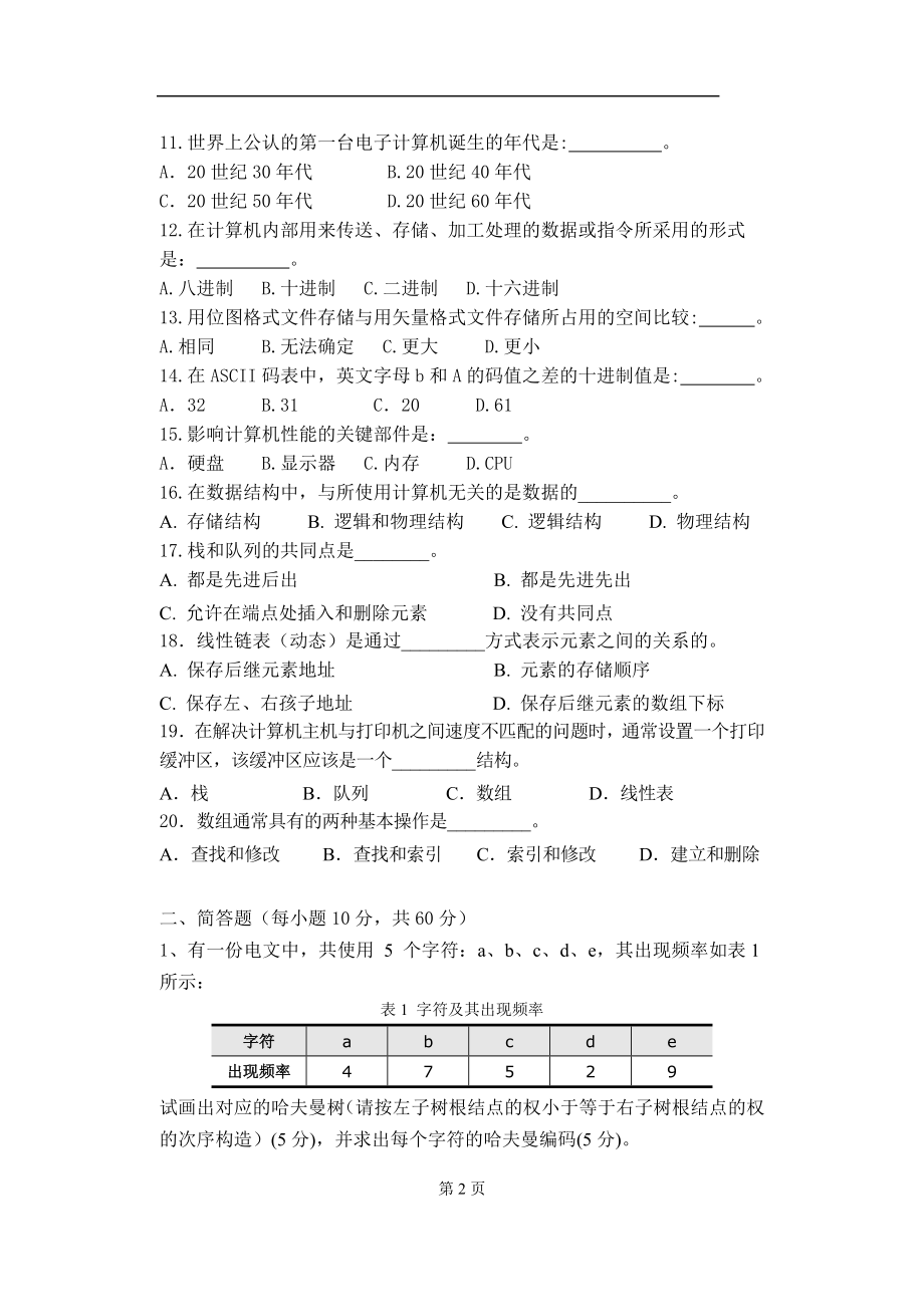 重庆理工大学2019年攻读硕士学位研究生入学考试试题 计算机基础综合.docx_第2页