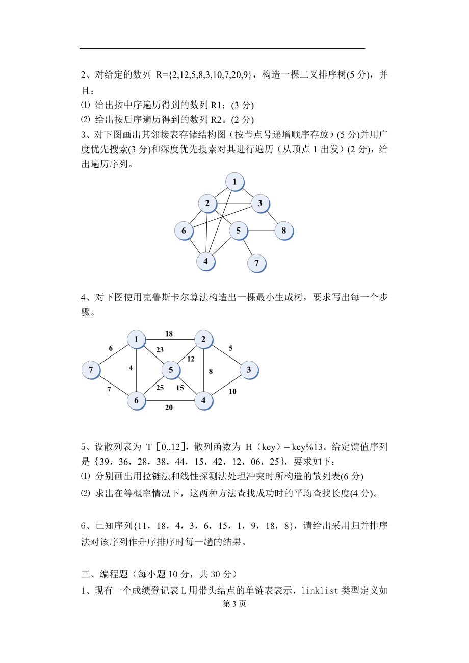 重庆理工大学2019年攻读硕士学位研究生入学考试试题 计算机基础综合.docx_第3页