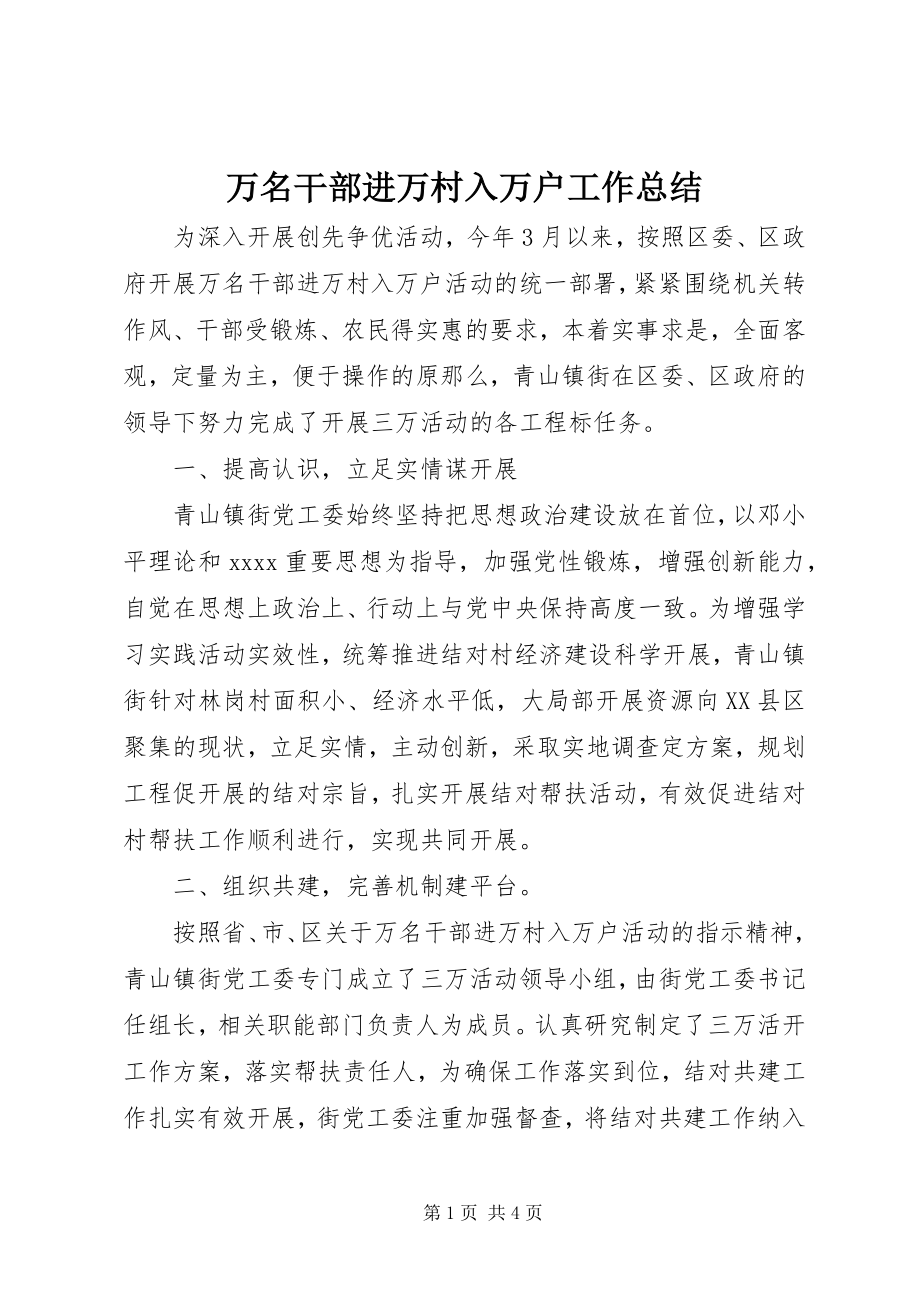 2023年万名干部进万村入万户工作总结.docx_第1页