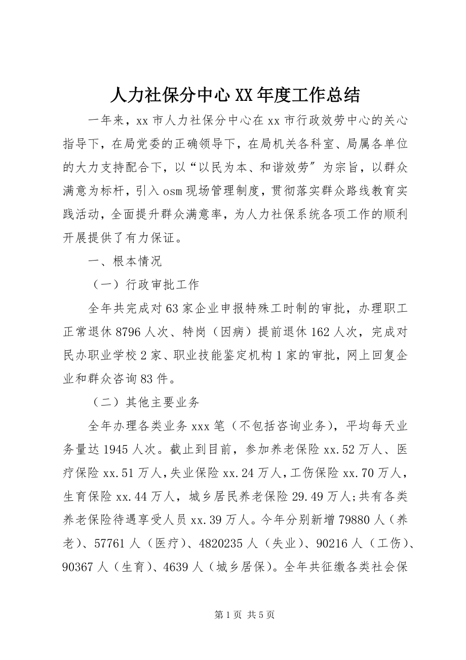 2023年人力社保分中心度工作总结.docx_第1页