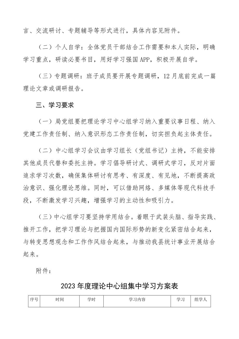 2023年度xx县统计局理论学习中心组学习计划.docx_第2页