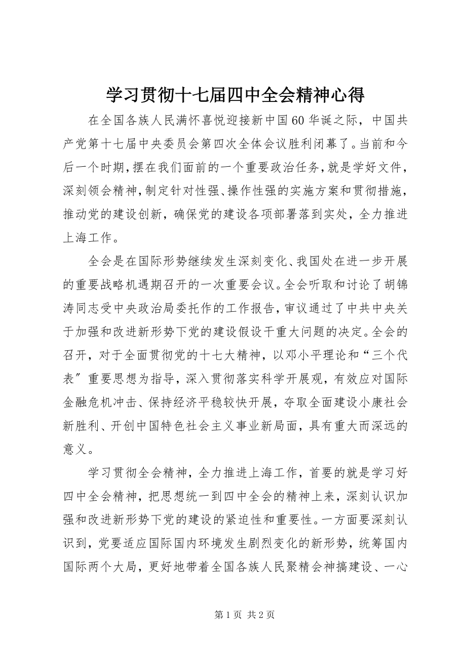 2023年学习贯彻十七届四中全会精神心得.docx_第1页