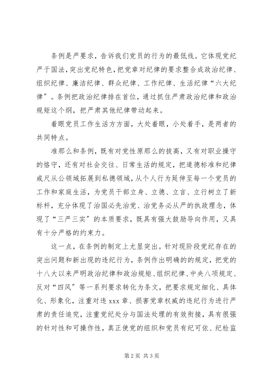 2023年《准则》《条例》学习心得体会准则与条例是党员行为规范.docx_第2页