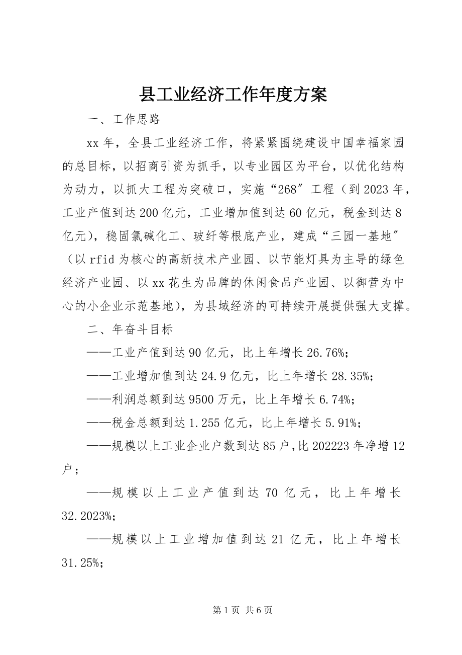 2023年县工业经济工作年度计划.docx_第1页