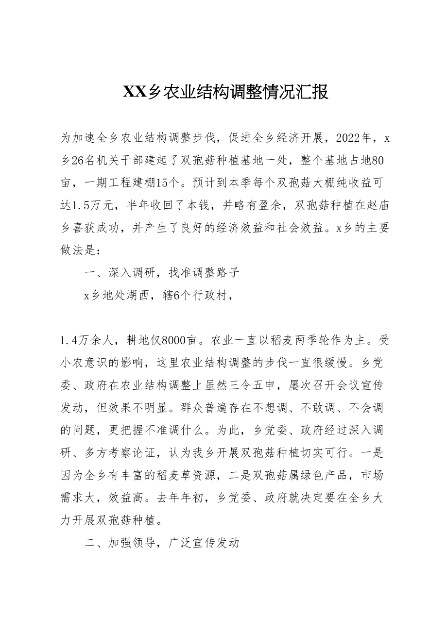 2023年年乡农业结构调整情况汇报.doc_第1页